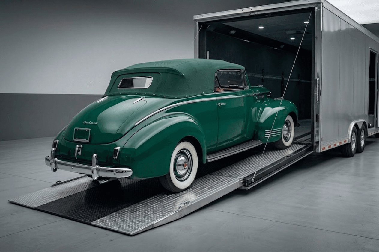 Classic Car Being Loaded Into Trailer Classic car Being Loaded Into Trailer